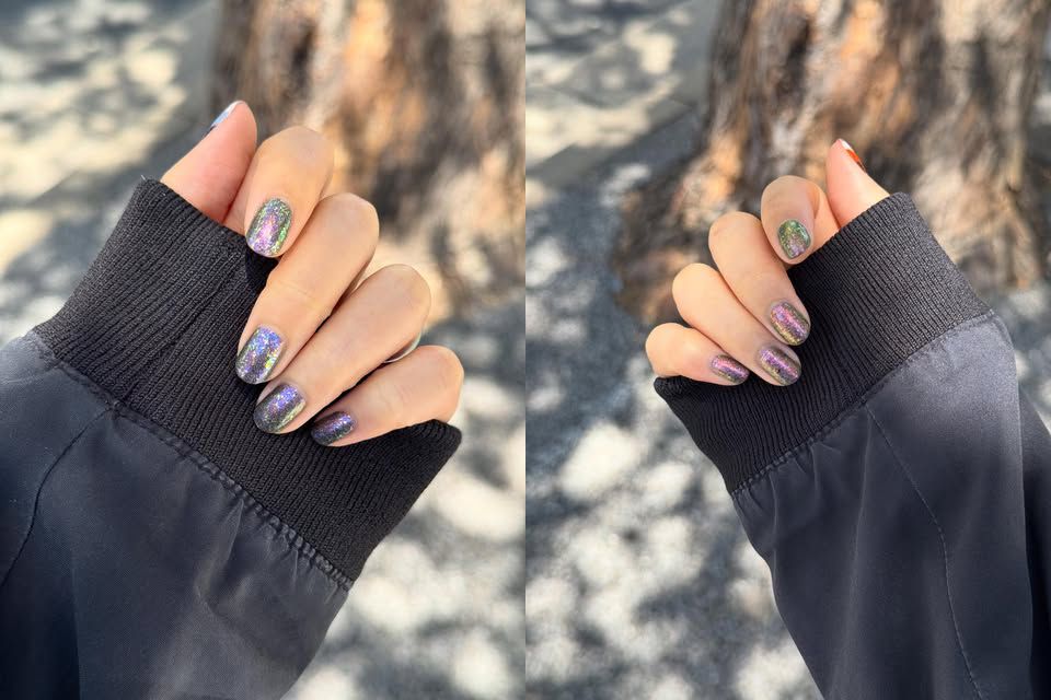 Two consolidated photos displaying the nails on the left and right hand, mainly showing the forefinger to pinky of each hand.